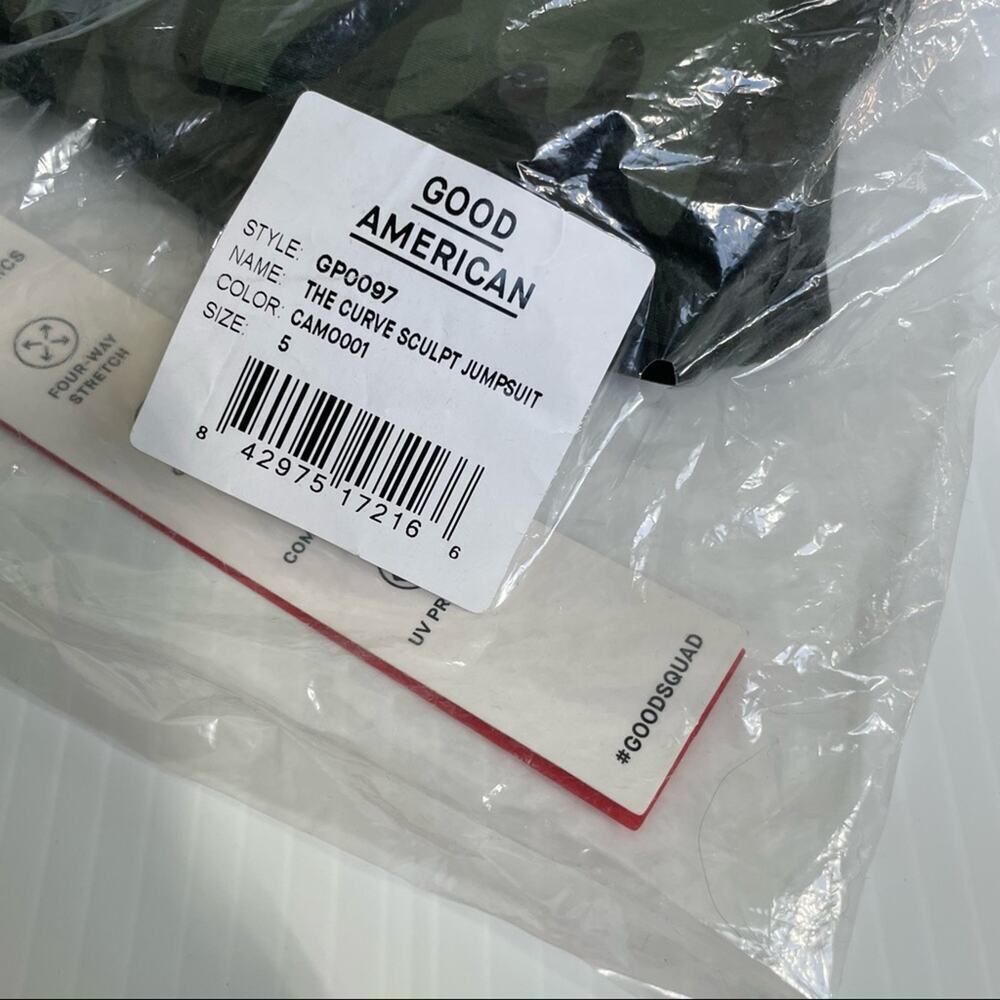 🆕 Good American The Curvse sculpt jumpsuit in green camo print 2XL - Picture 5 of 6